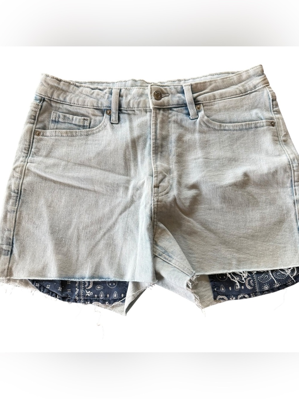 Old Navy OG Women’s 12 Denim Shorts High Rise Straight Light Wash Raw Hem
